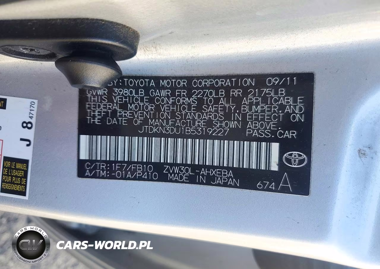 2011 Toyota Prius Two VIN:JTDKN3DU1B5319227 - 12