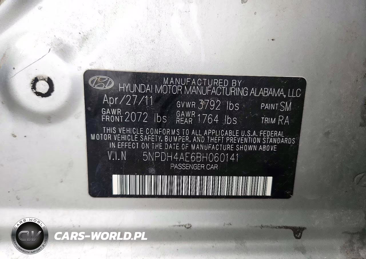 2011 Hyundai Elantra VIN:5NPDH4AE6BH060141 - 12