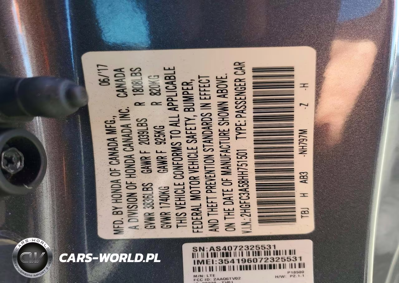 2017 Honda Civic Si VIN:2HGFC3A58HH751501 - 12