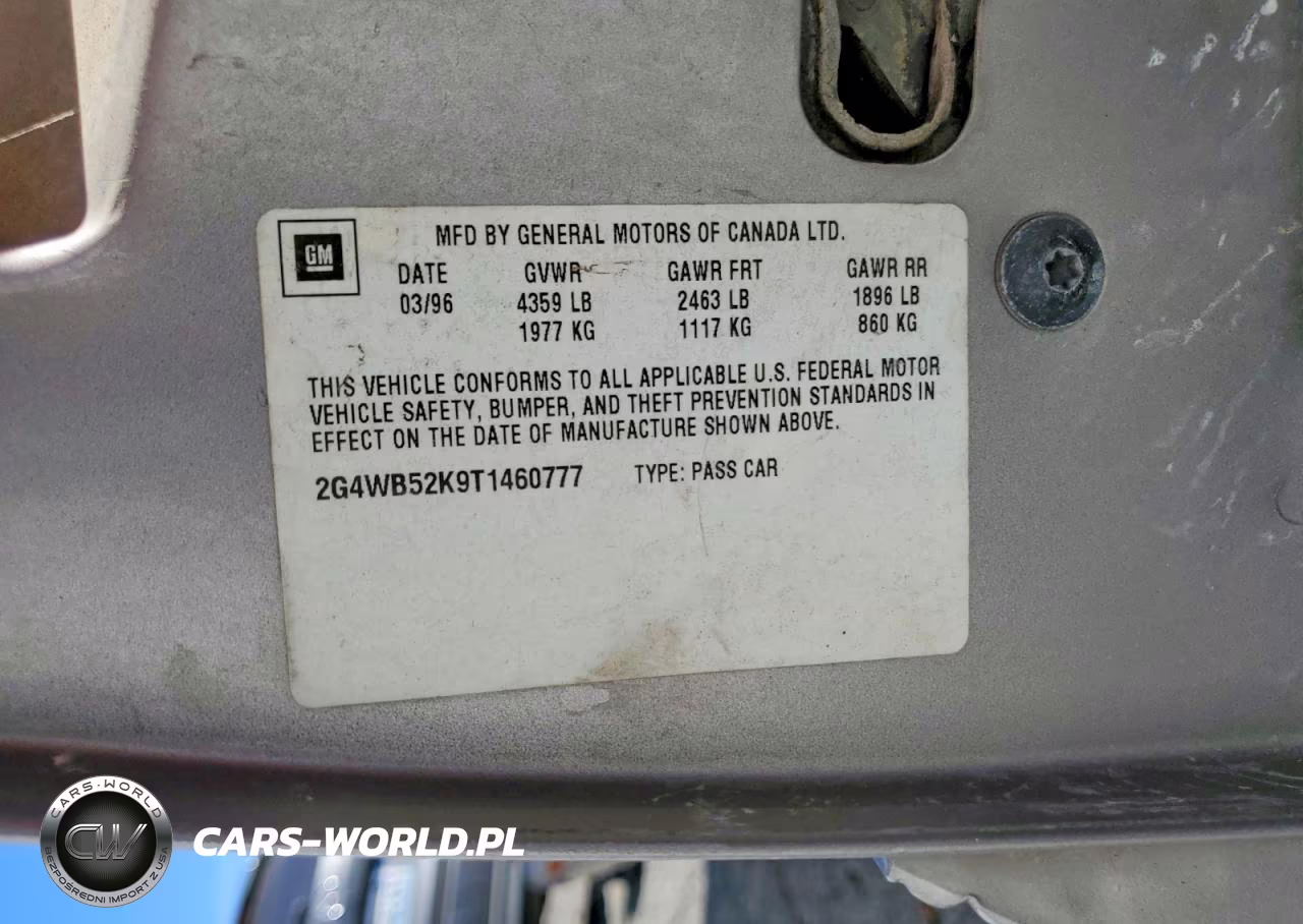 1996 Buick Regal Custom VIN:2G4WB52K9T1460777 - 12