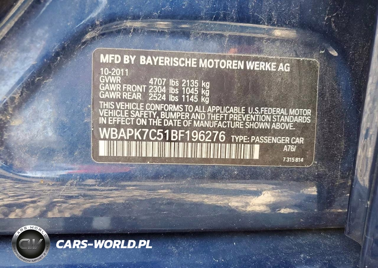 2011 BMW 328 Xi VIN:WBAPK7C51BF196276 - 12