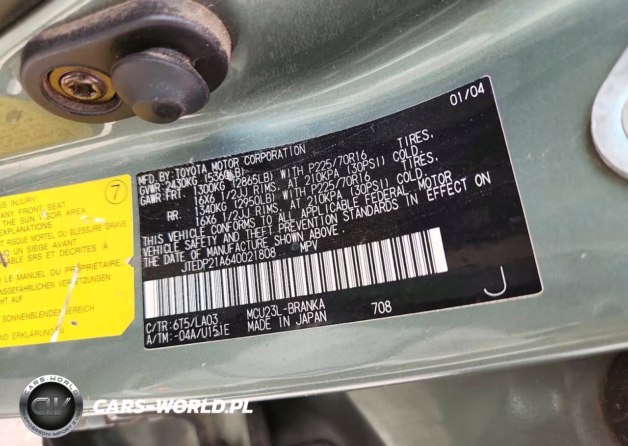 2004 Toyota Highlander Base VIN:JTEDP21A640021808 - 14