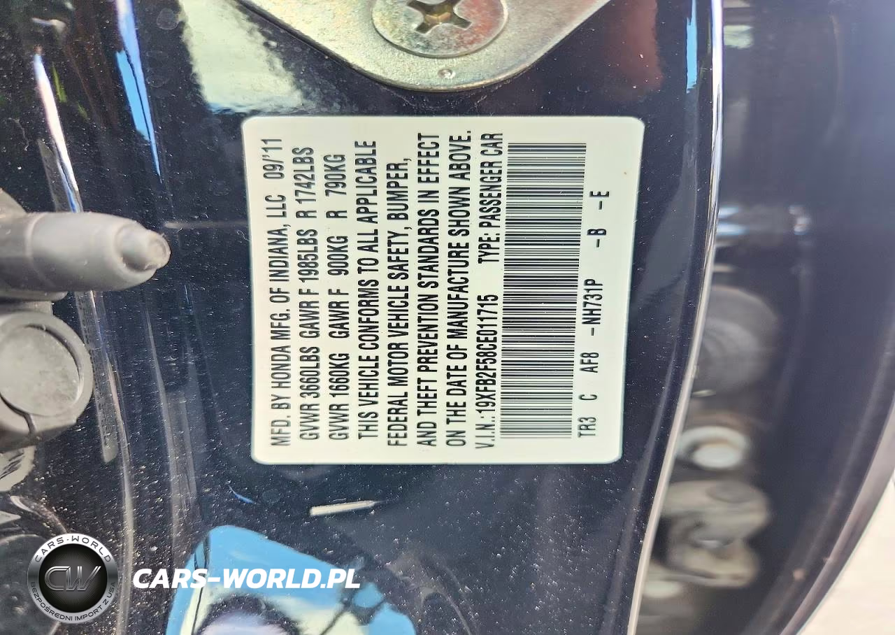 2012 Honda Civic Lx VIN:19XFB2F58CE011715 - 12