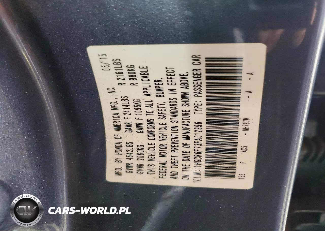 2015 Honda Accord Touring Hybrid VIN:1HGCR6F73FA012996 - 12
