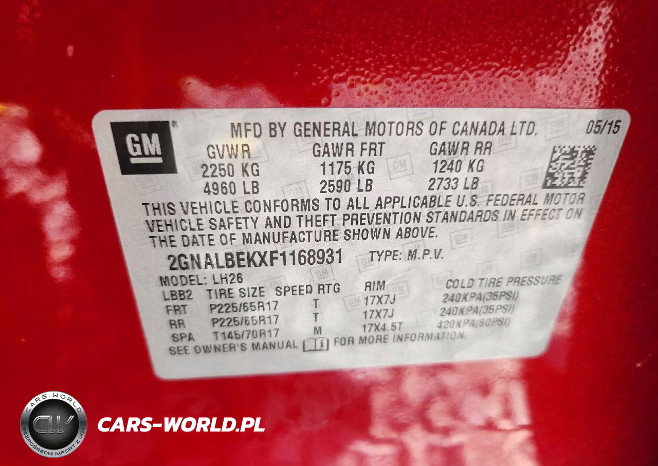 2015 Chevrolet Equinox Lt VIN:2GNALBEKXF1168931 - 14