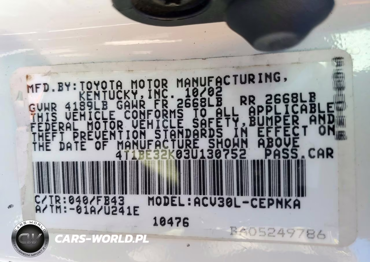 2003 Toyota Camry Le VIN:4T1BE32K03U130752 - 12