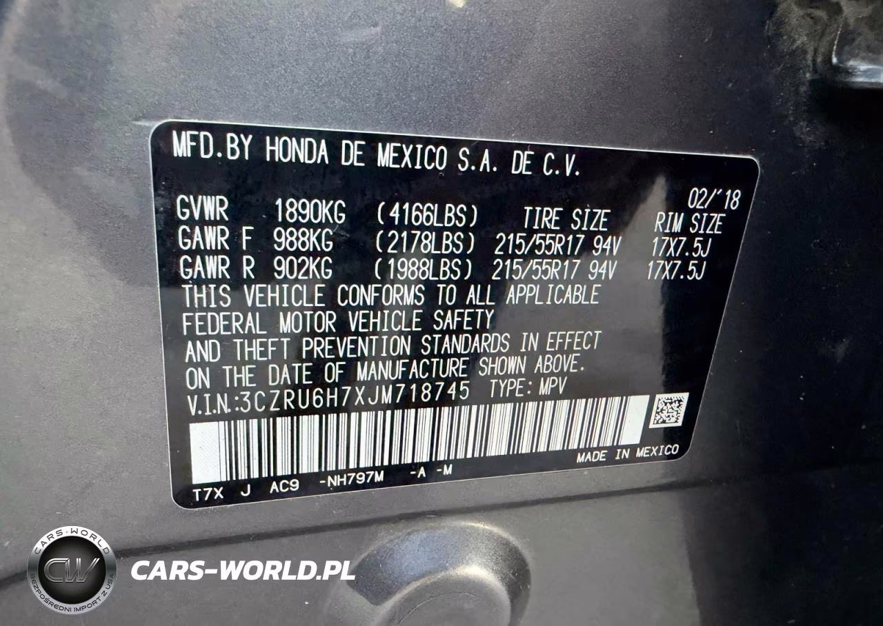 2018 Honda Hr-V Exl VIN:3CZRU6H7XJM718745 - 10