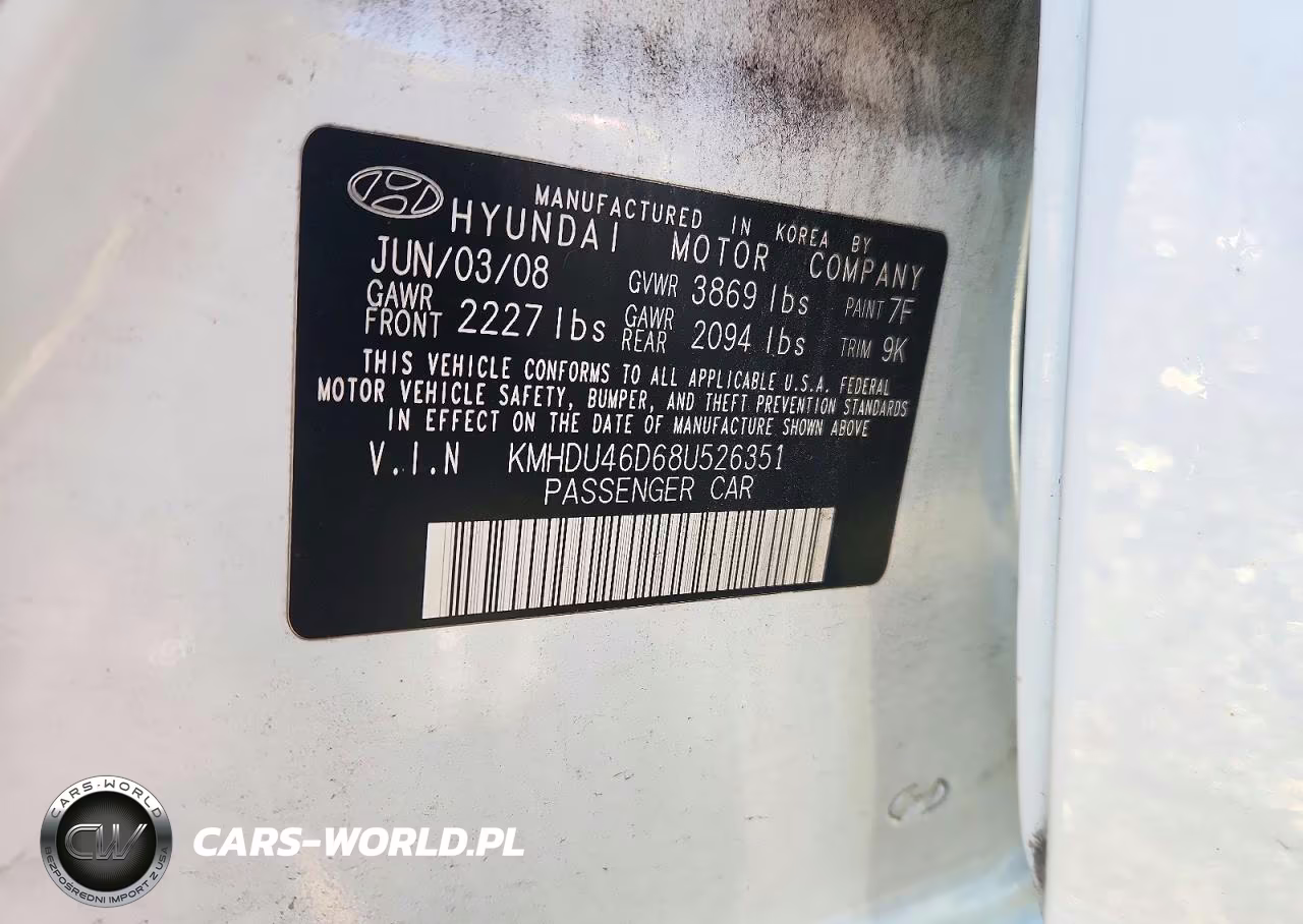 2008 Hyundai Elantra Gls VIN:KMHDU46D68U526351 - 12