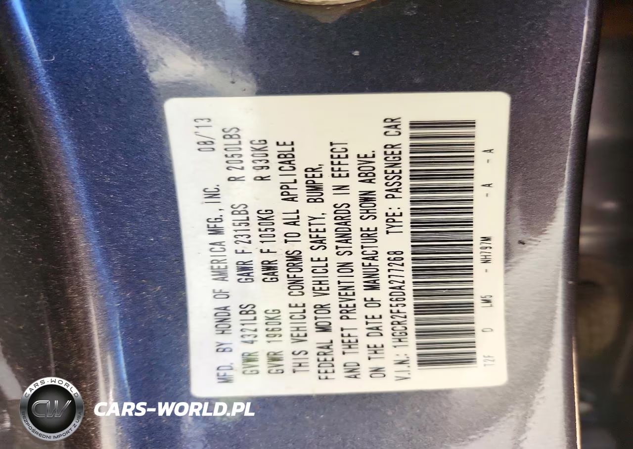 2013 Honda Accord Sport VIN:1HGCR2F56DA277268 - 13