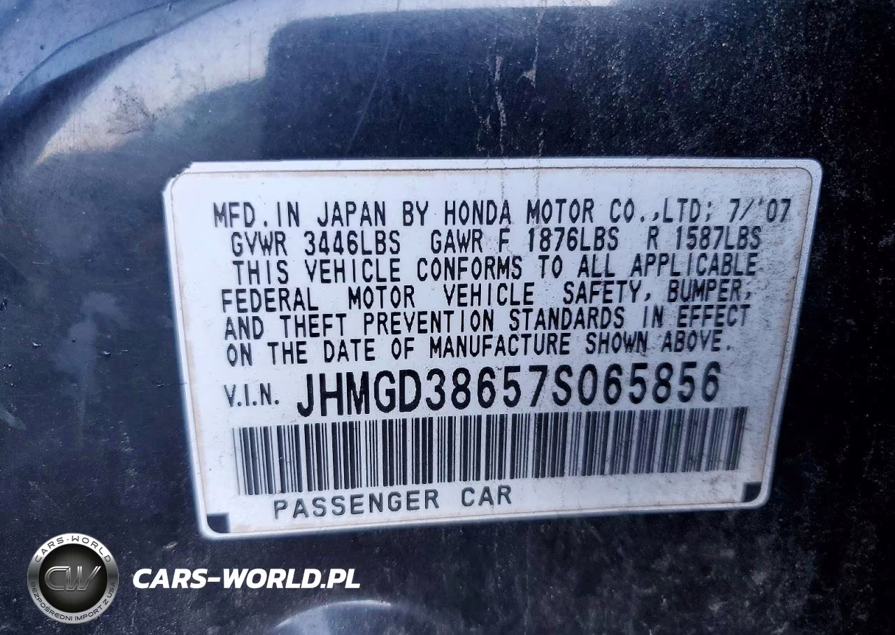 2007 Honda Fit S VIN:JHMGD38657S065856 - 12