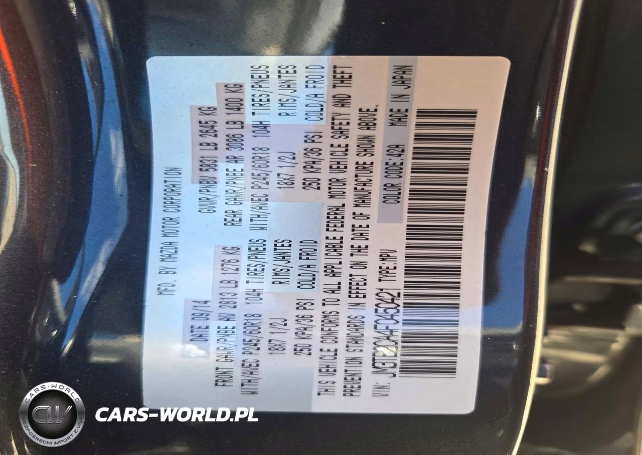 2015 Mazda Cx-9 Touring VIN:JM3TB2CA4F0450421 - 13