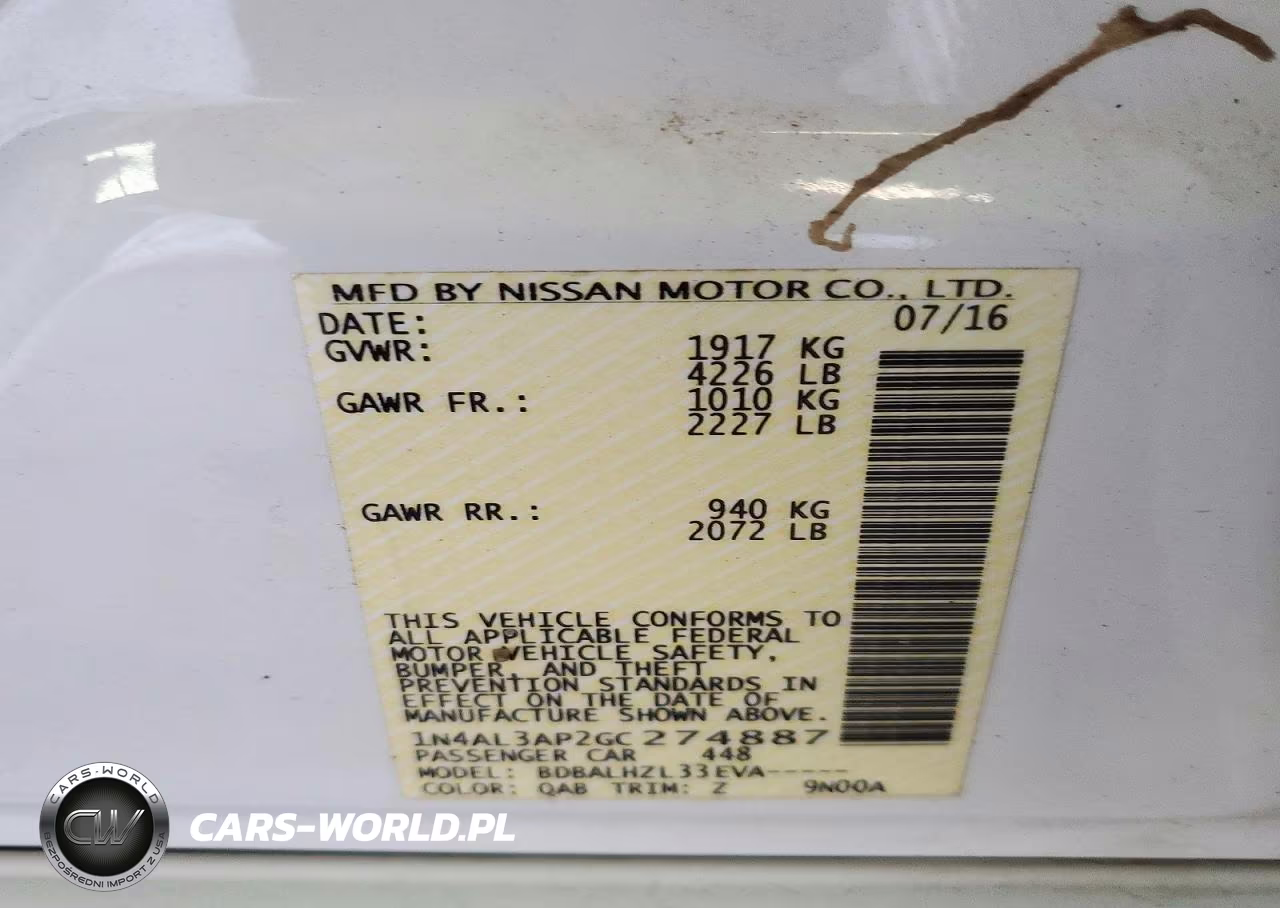 2016 Nissan Altima 2.5 Sr VIN:1N4AL3AP2GC274887 - 12