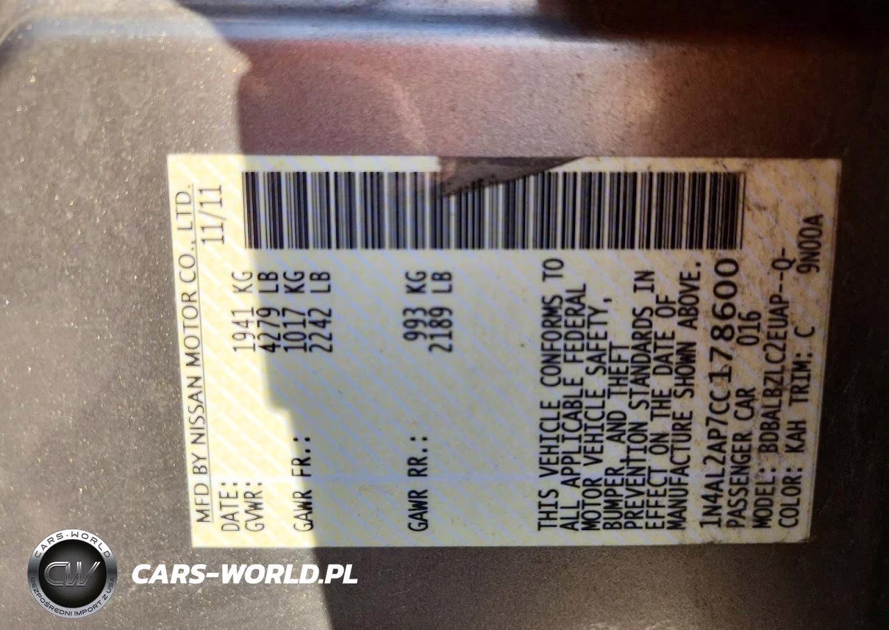 2012 Nissan Altima 2.5 VIN:1N4AL2AP7CC178600 - 12