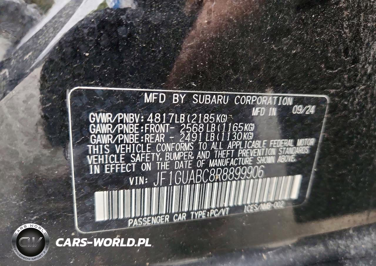 2024 Subaru Impreza VIN:JF1GUABC8R8899906 - 12
