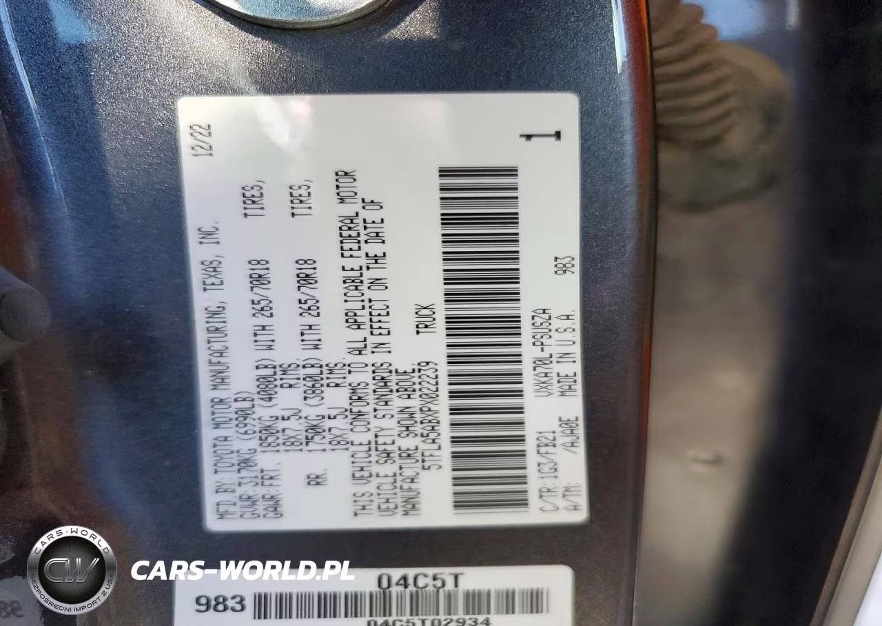 2023 Toyota Tundra Sr5 VIN:5TFLA5ABXPX022239 - 12