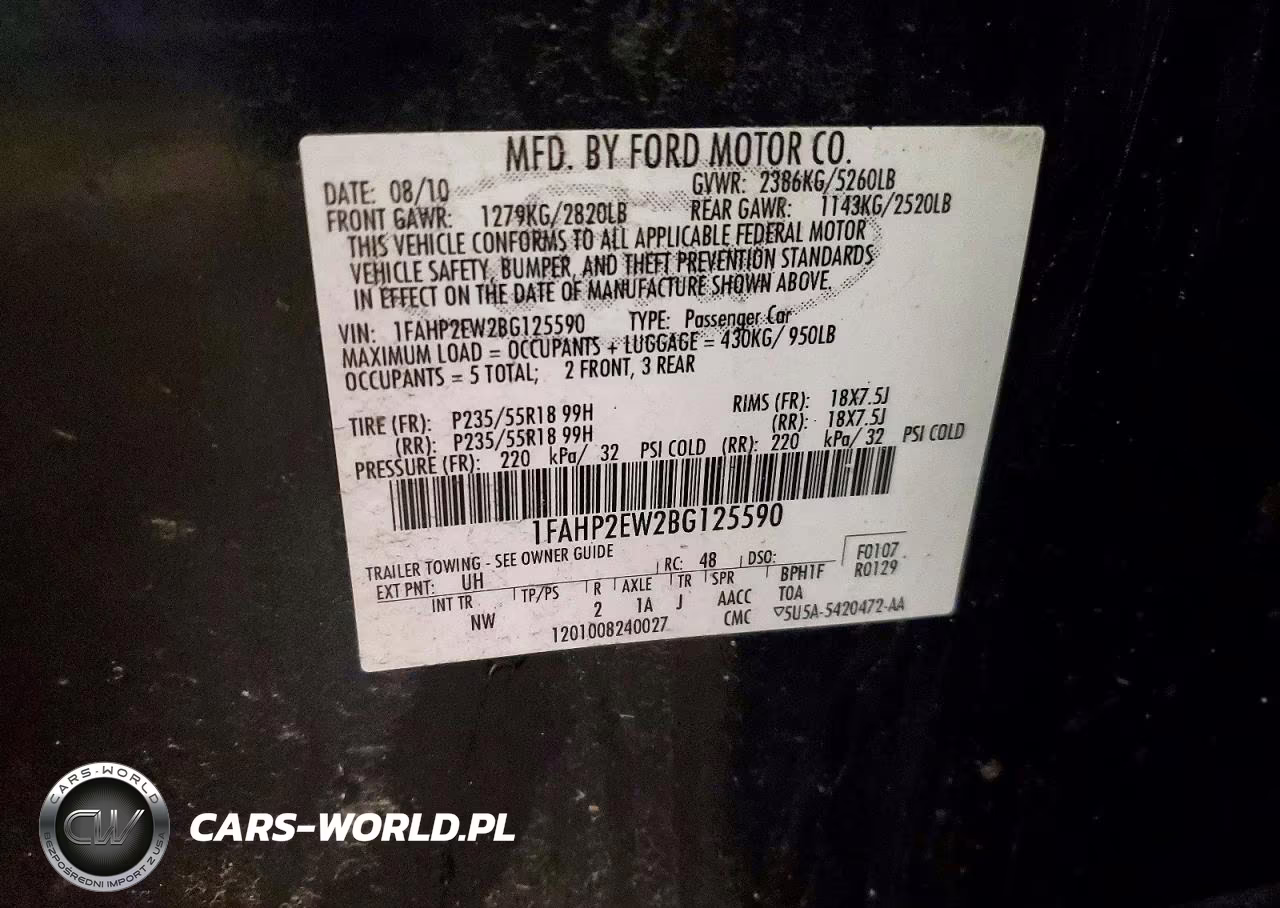2011 Ford Taurus Sel VIN:1FAHP2EW2BG125590 - 12