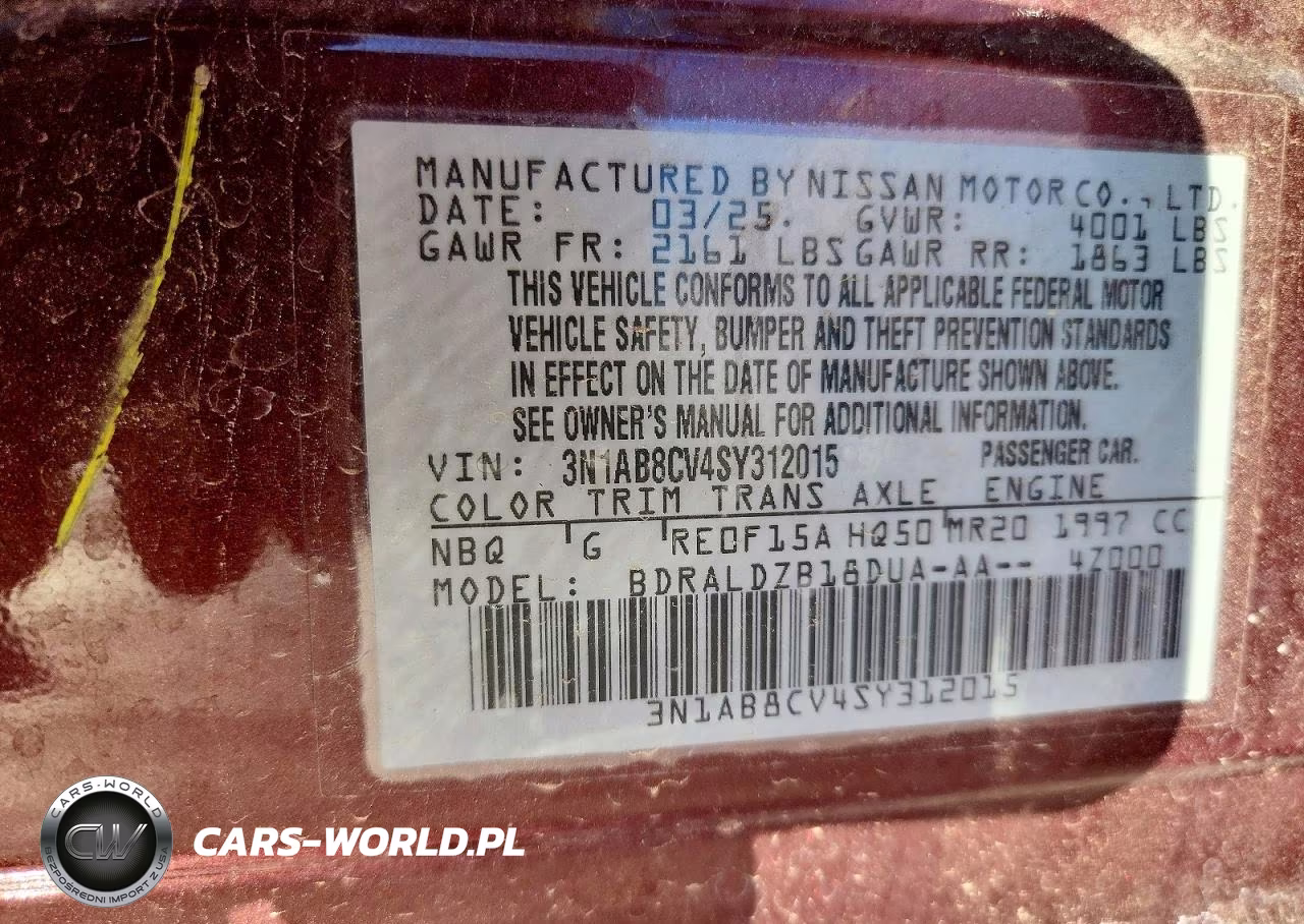 2025 Nissan Sentra Sv VIN:3N1AB8CV4SY312015 - 12