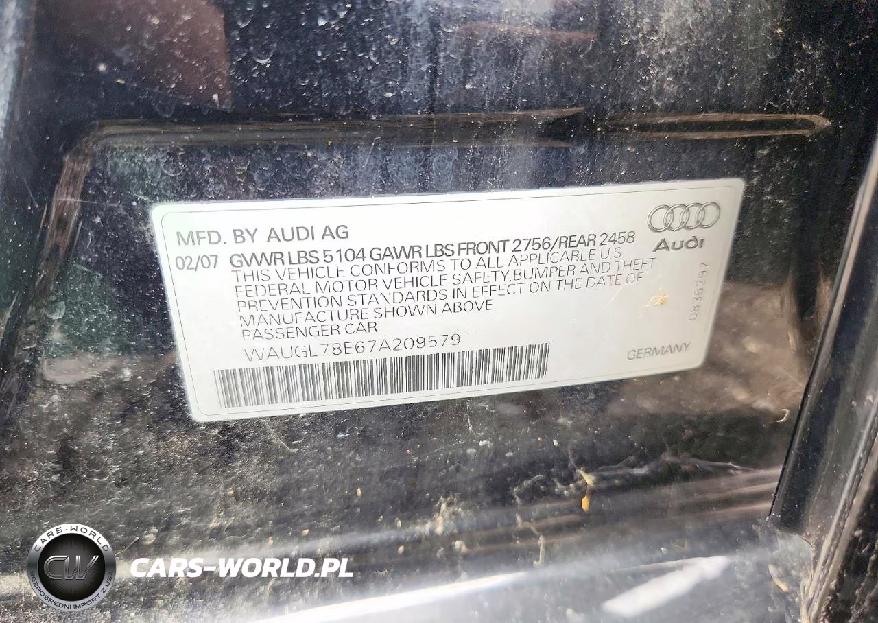 2007 Audi New S4 Quattro VIN:WAUGL78E67A209579 - 13