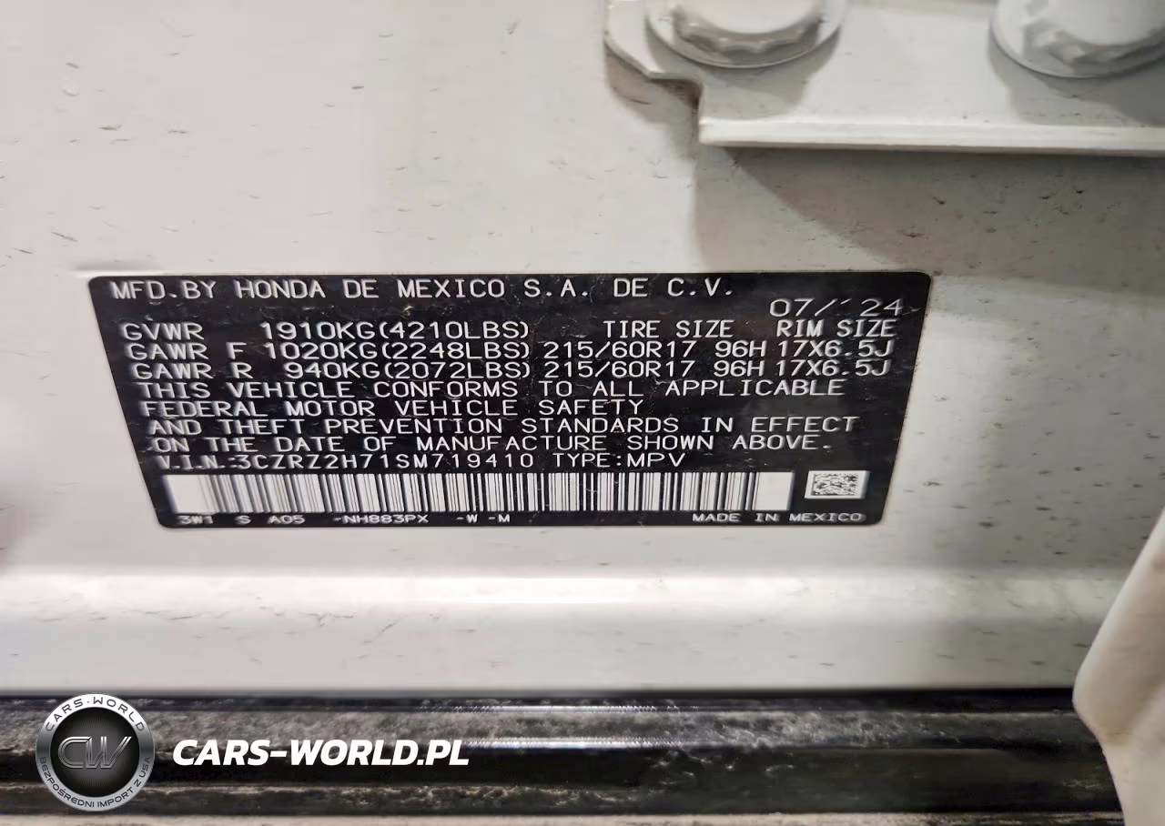 2025 Honda Hr-V Exl VIN:3CZRZ2H71SM719410 - 13