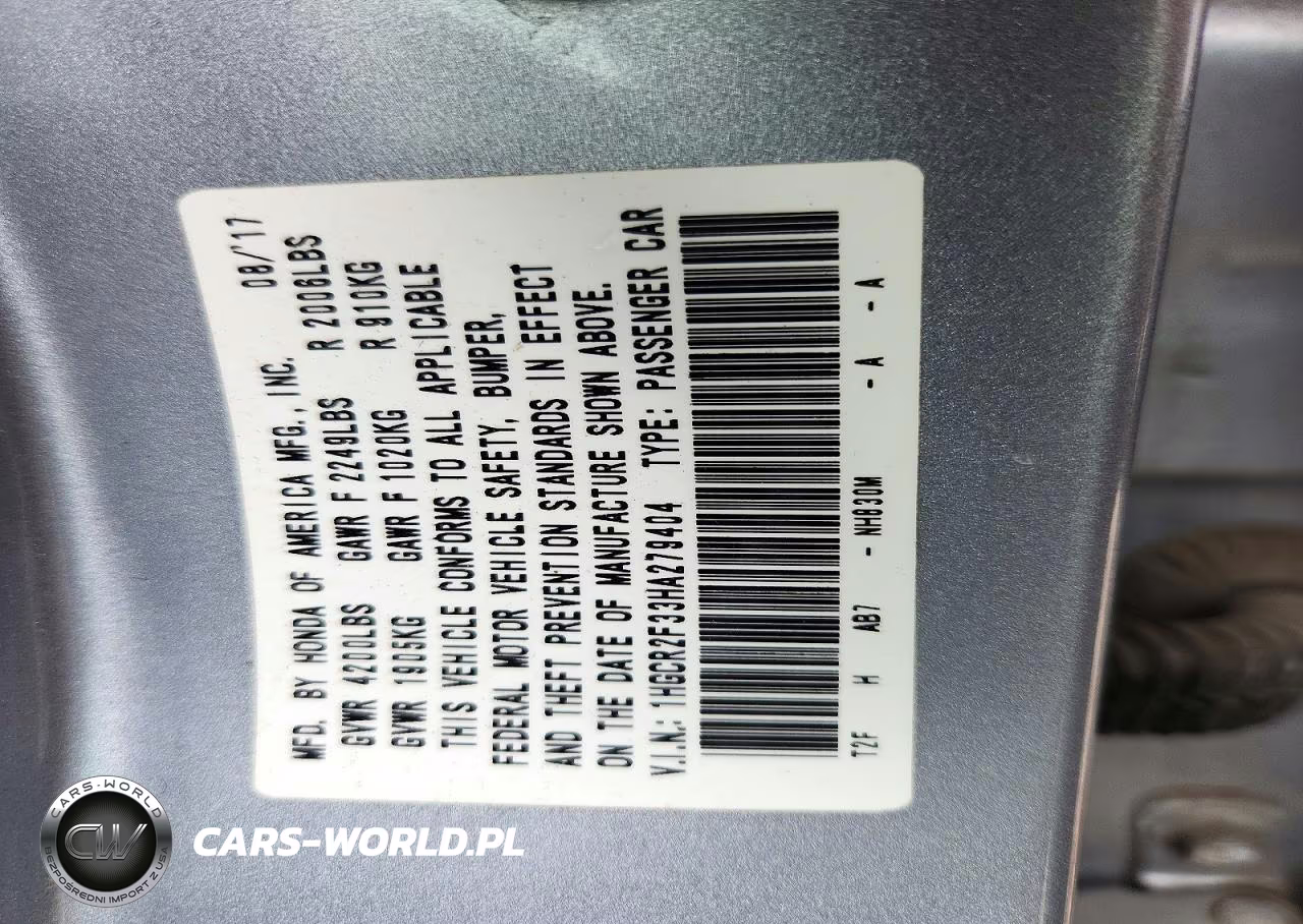 2017 Honda Accord Lx VIN:1HGCR2F33HA279404 - 12