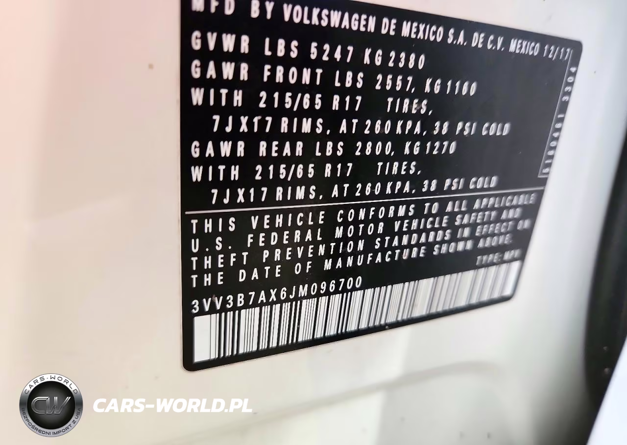 2018 Volkswagen Tiguan Se VIN:3VV3B7AX6JM096700 - 13