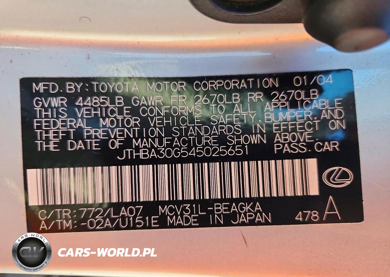 2004 Lexus Es 330 VIN:JTHBA30G545025651 - 12