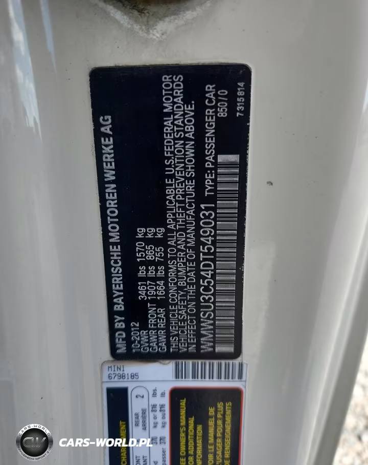 2013 Mini Cooper VIN:WMWSU3C54DT549031 - 12