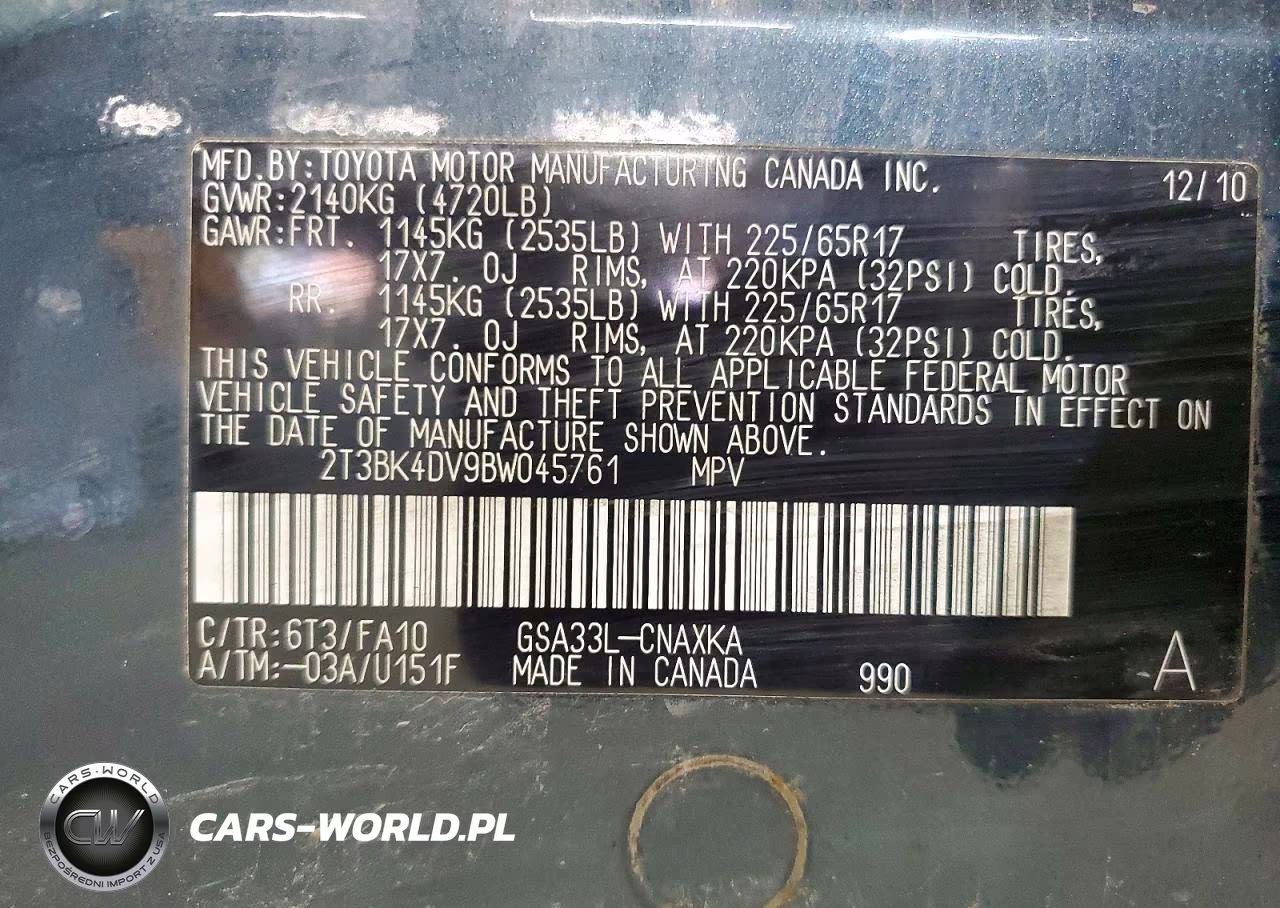 2011 Toyota Rav4 Base VIN:2T3BK4DV9BW045761 - 13