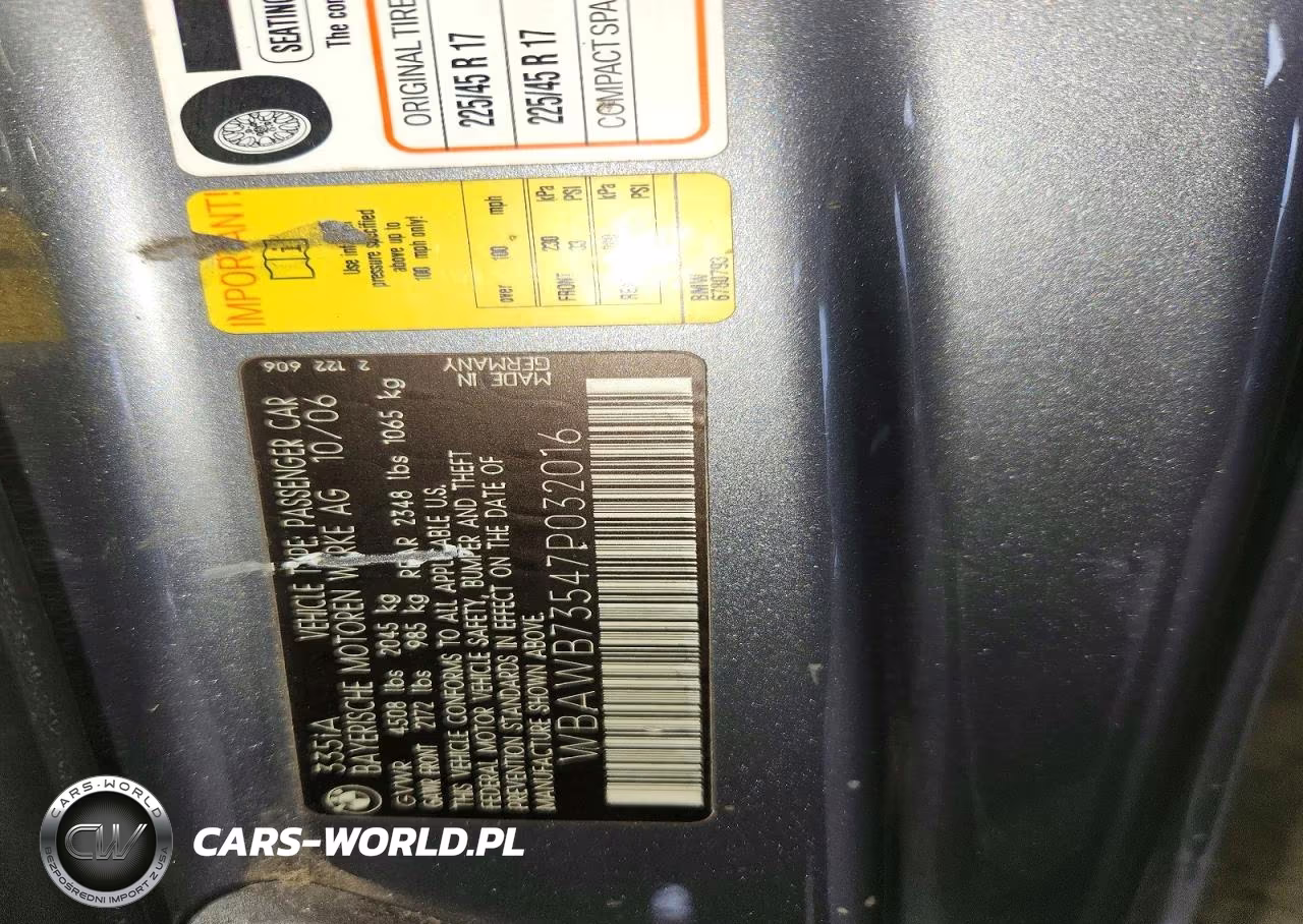 2007 BMW 335 I VIN:WBAWB73547P032016 - 12