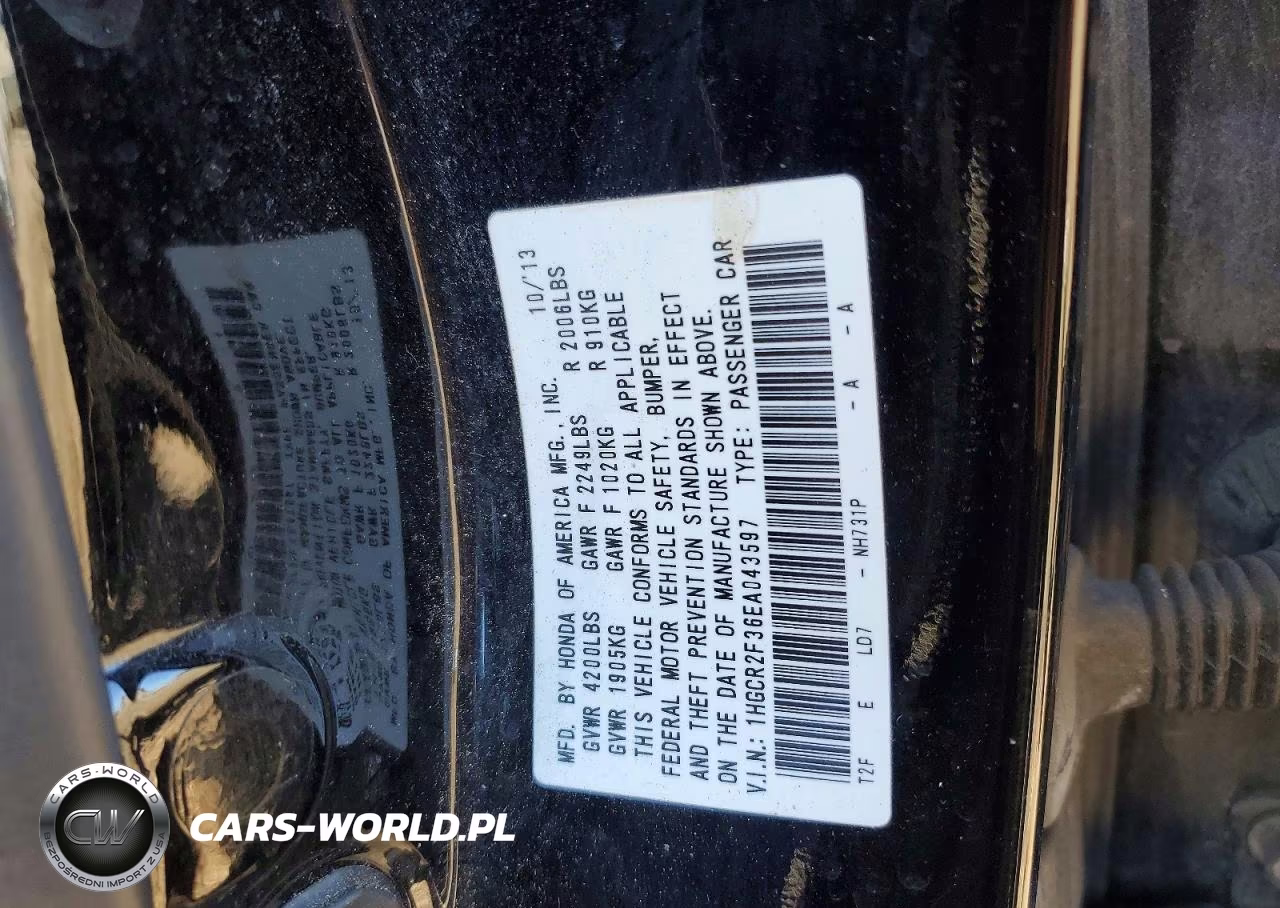 2014 Honda Accord Lx VIN:1HGCR2F36EA043597 - 13