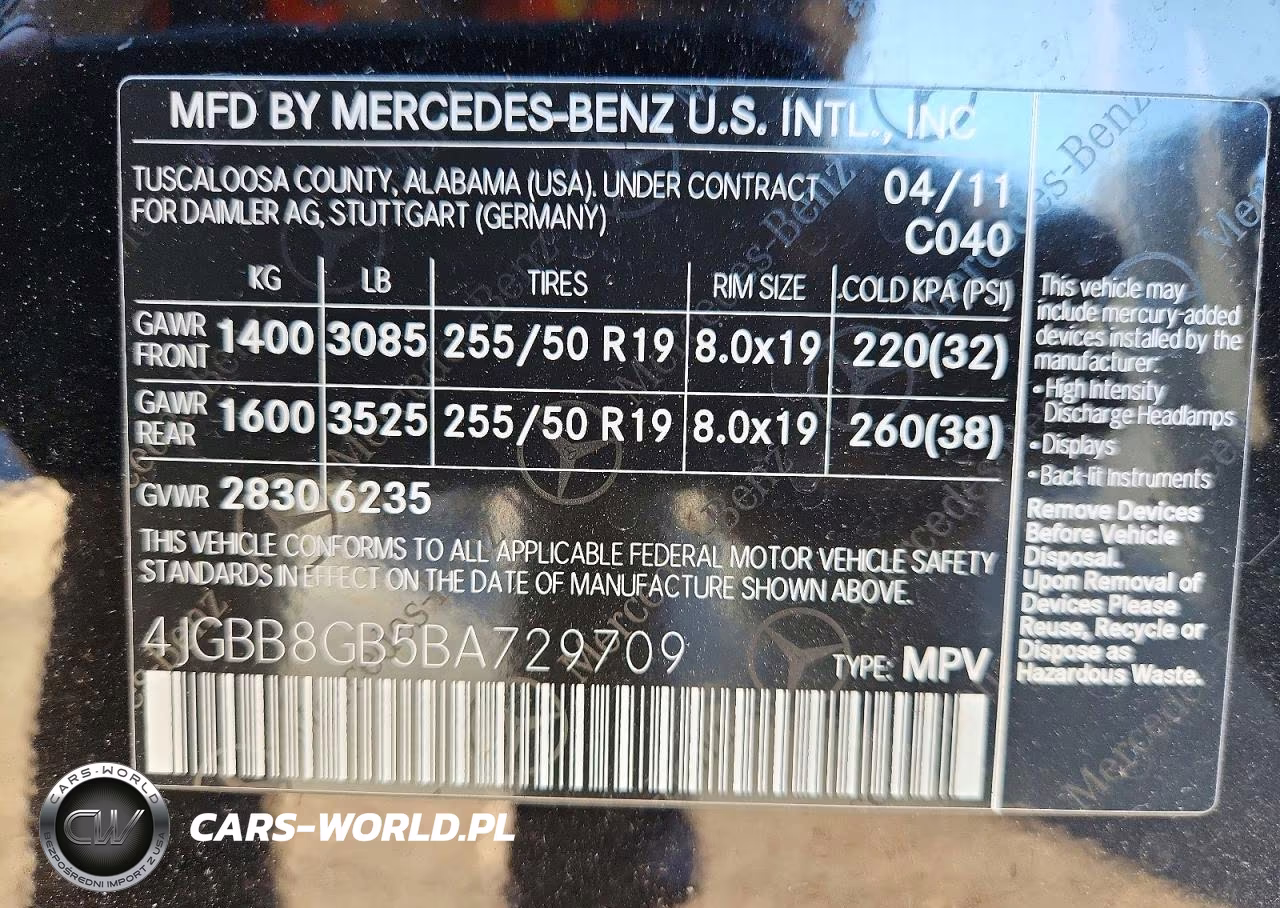 2011 Mercedes-Benz Ml 350 4Matic VIN:4JGBB8GB5BA729709 - 14