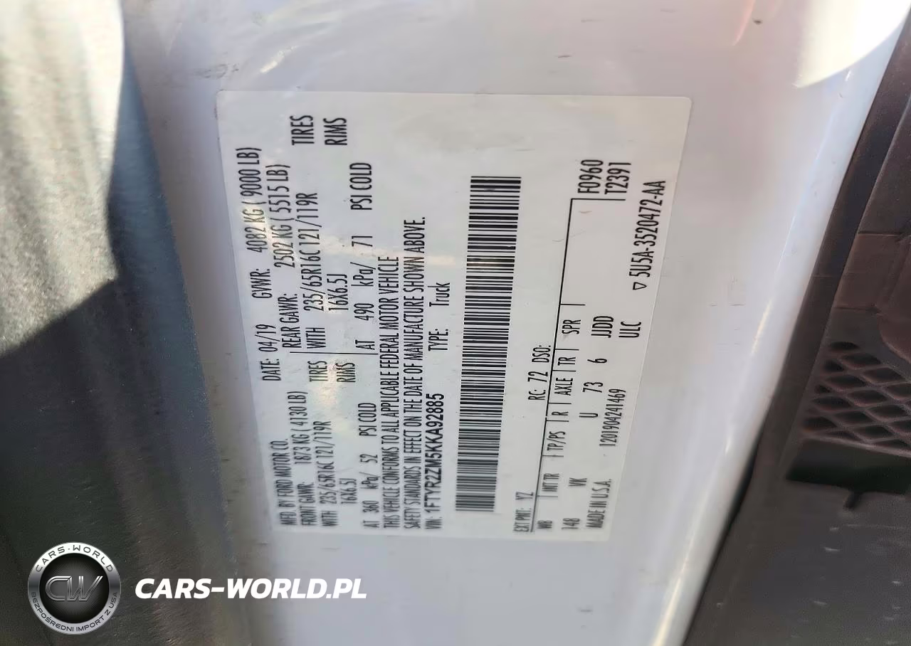 2019 Ford Transit 250 Delivery Van VIN:1FTYR2ZM5KKA92885 - 13