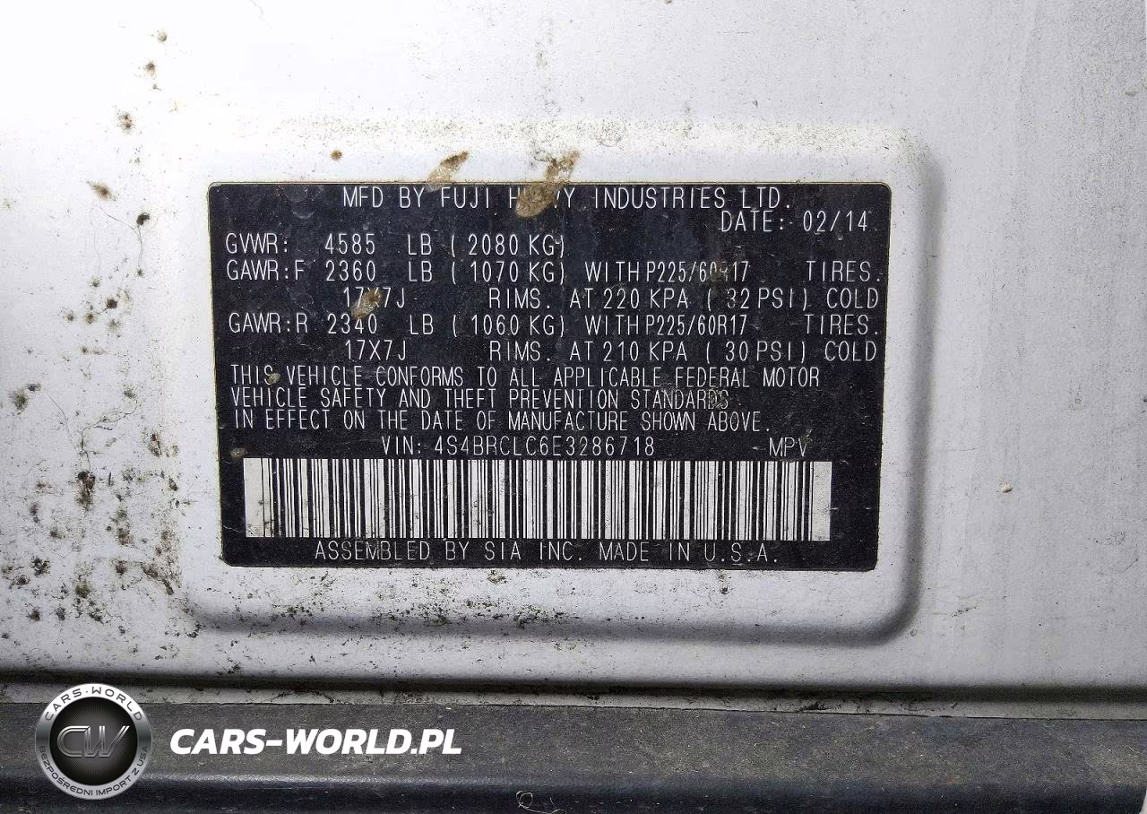 2014 Subaru Outback 2.5I Limited VIN:4S4BRCLC6E3286718 - 13