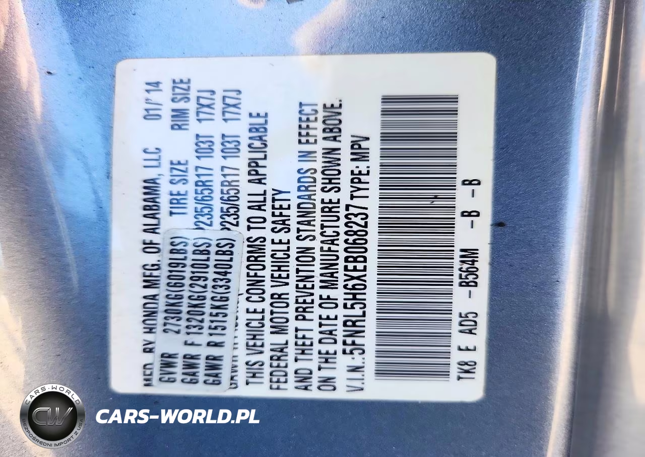 2014 Honda Odyssey Exl VIN:5FNRL5H6XEB068237 - 13