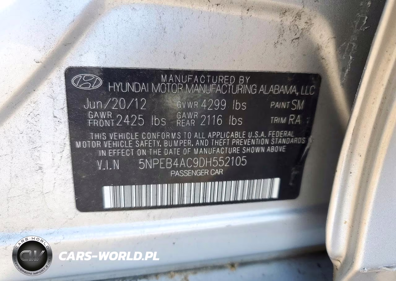 2013 Hyundai Sonata Gls VIN:5NPEB4AC9DH552105 - 13