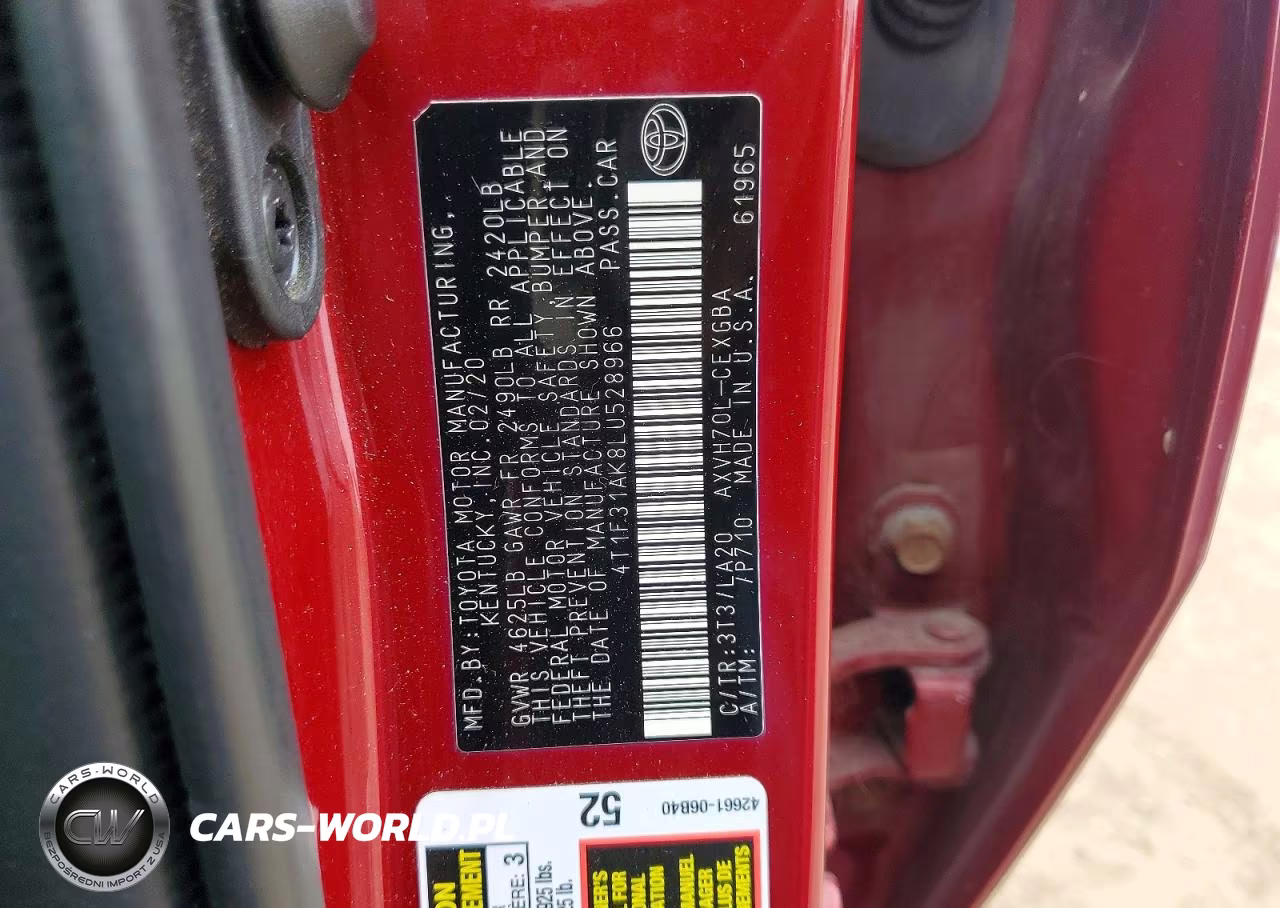 2020 Toyota Camry Xle VIN:4T1F31AK8LU528966 - 12
