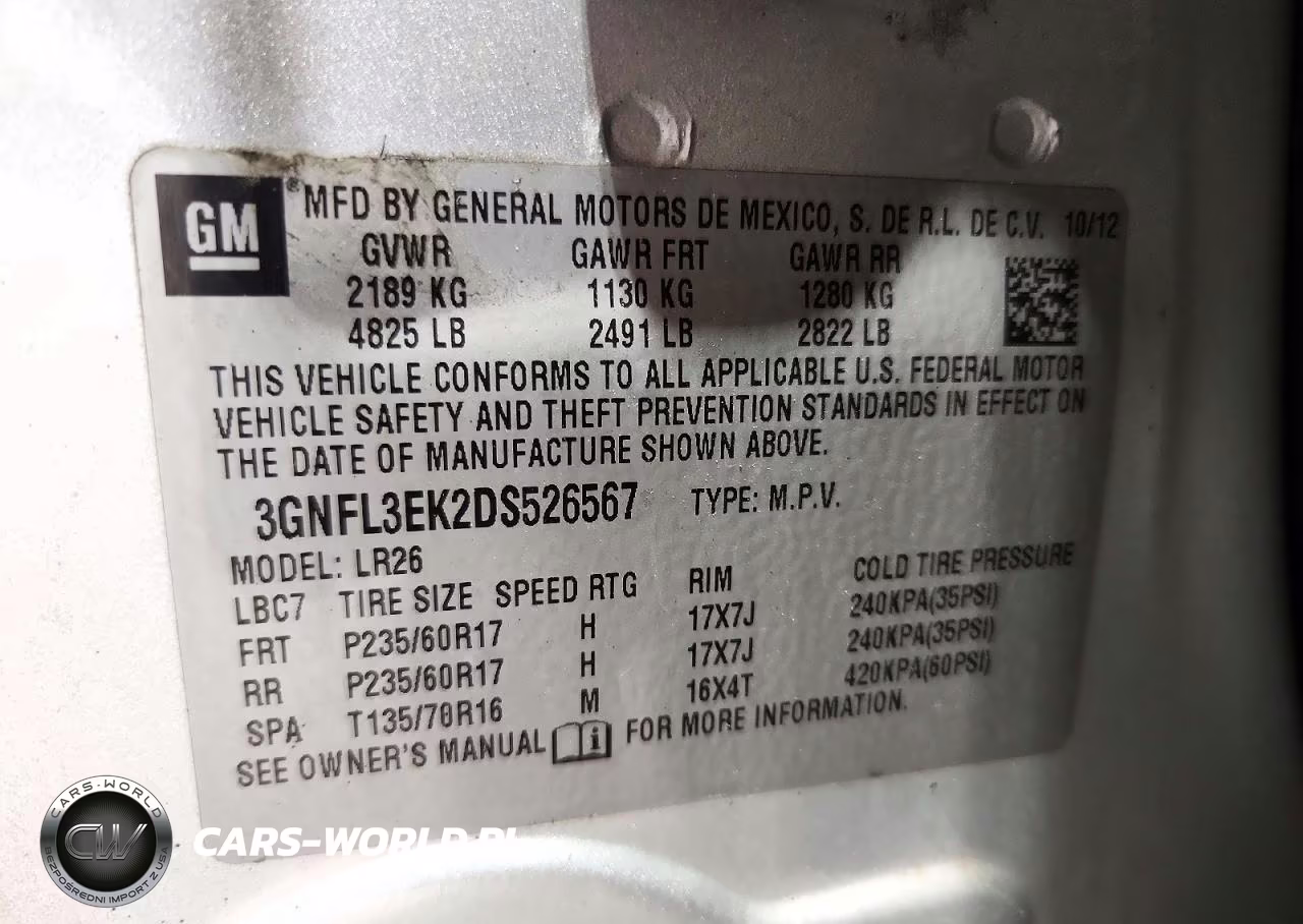 2013 Chevrolet Captiva Lt VIN:3GNFL3EK2DS526567 - 13