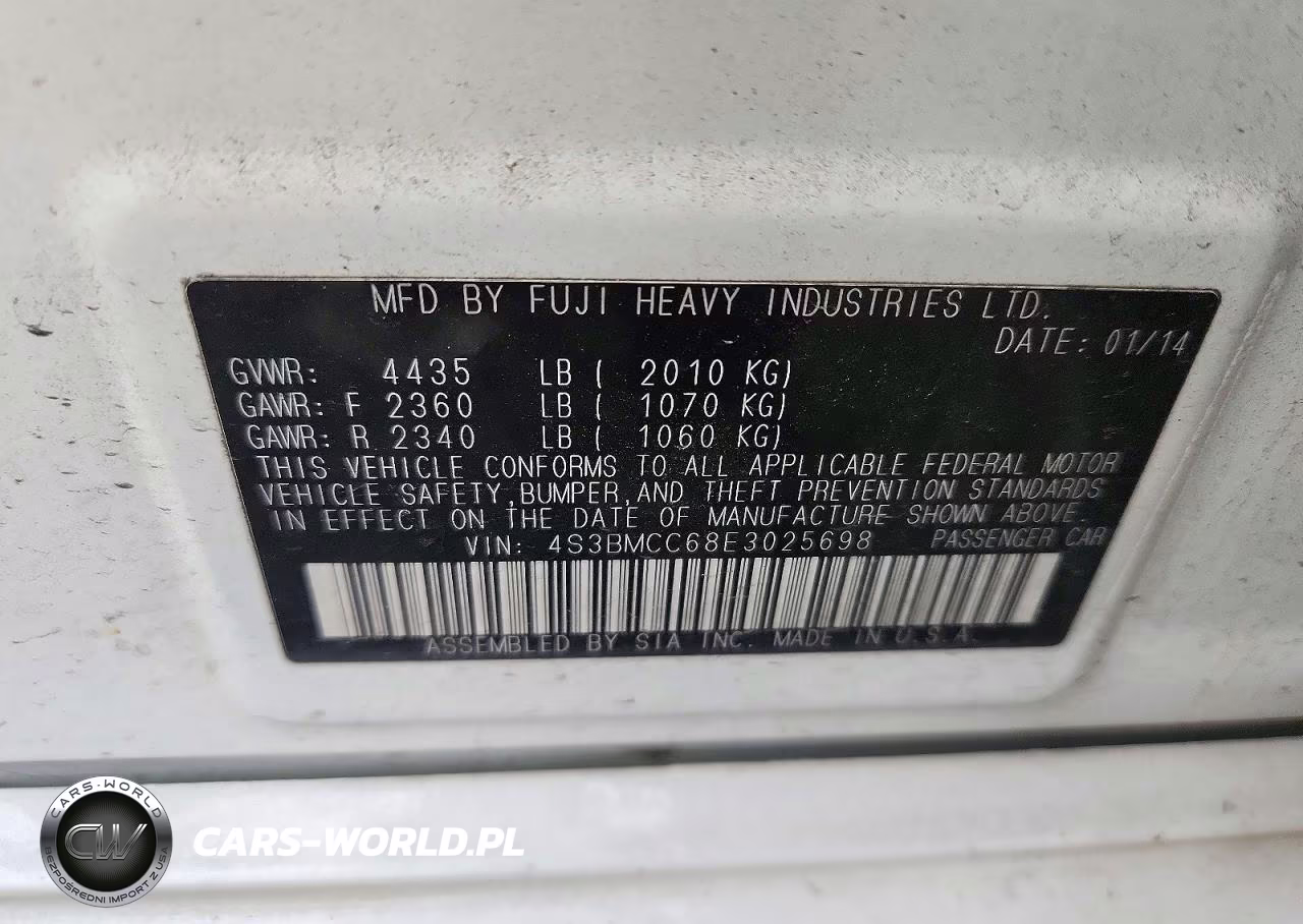 2014 Subaru Legacy 2.5I Premium VIN:4S3BMCC68E3025698 - 12