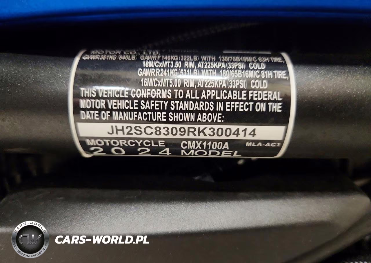 2024 Honda Cmx1100 A VIN:JH2SC8309RK300414 - 9