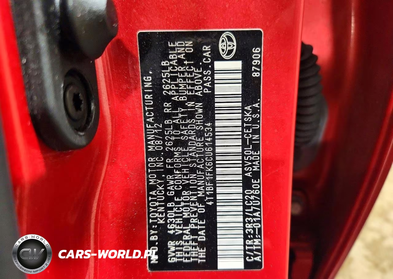 2012 Toyota Camry Se VIN:4T1BF1FK6CU614534 - 13