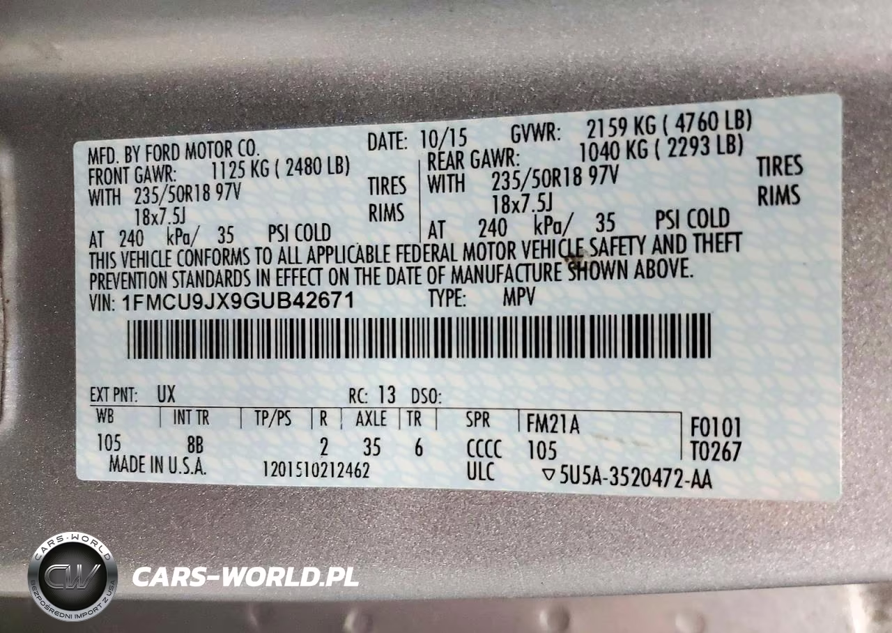 2016 Ford Escape Titanium VIN:1FMCU9JX9GUB42671 - 13