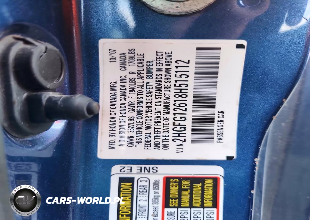 2008 Honda Civic Lx VIN:2HGFG12618H515112 - 12