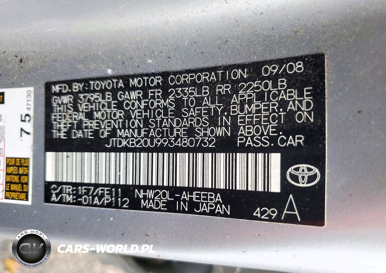 2009 Toyota Prius Base VIN:JTDKB20U993480732 - 13