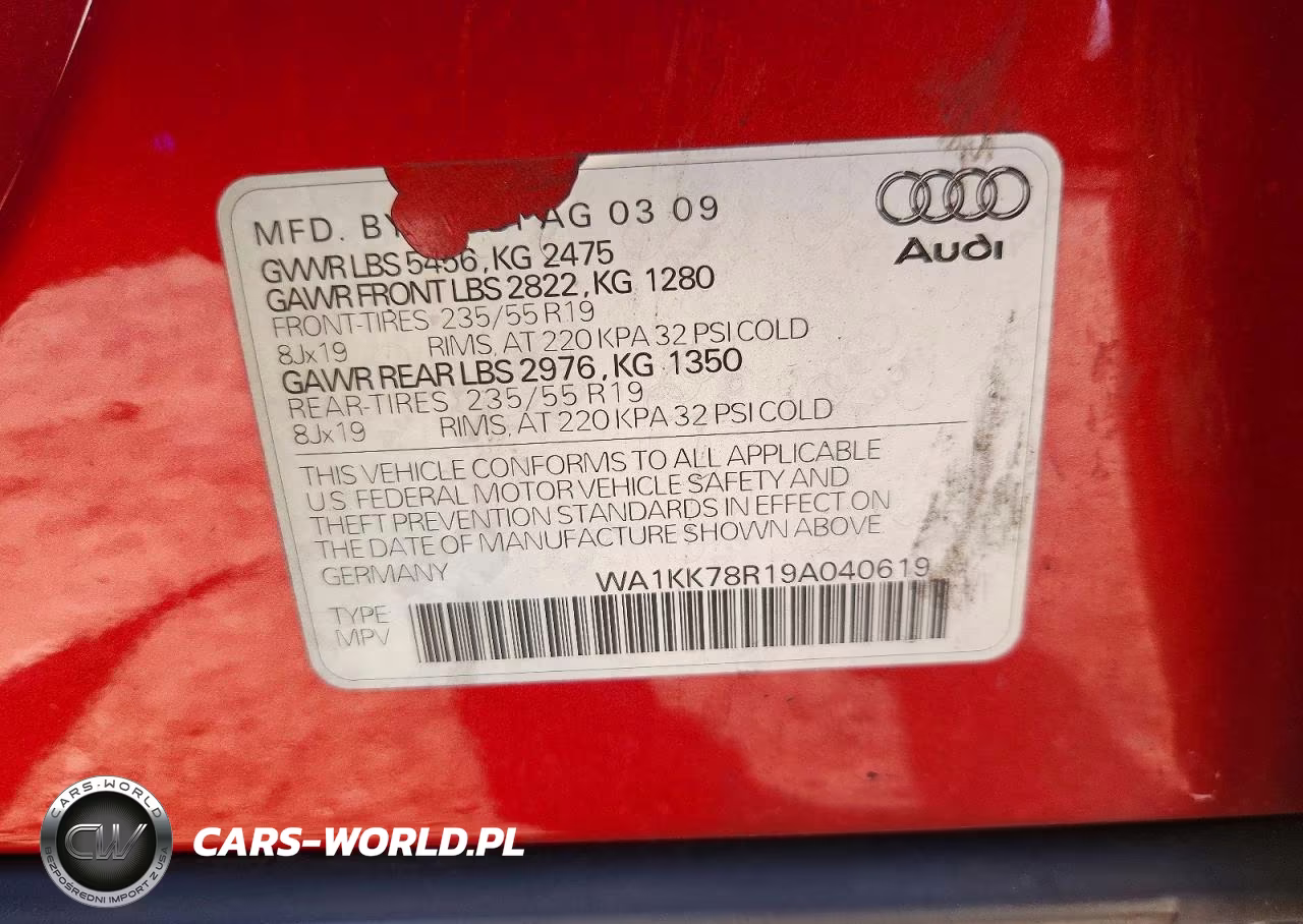 2009 Audi Q5 3.2 VIN:WA1KK78R19A040619 - 13