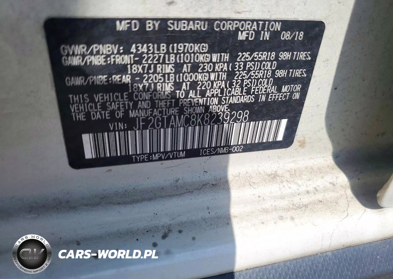 2019 Subaru Crosstrek Limited VIN:JF2GTAMC8K8239298 - 12