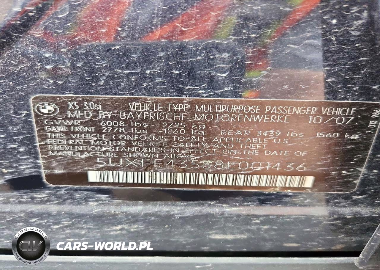 2008 BMW X5 3.0I VIN:5UXFE43538L001436 - 13