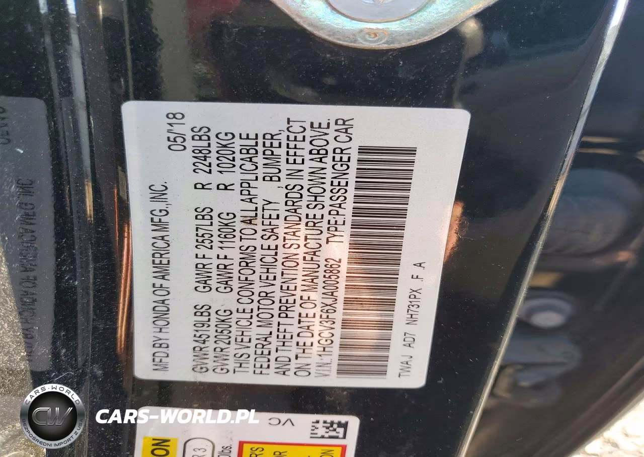 2018 Honda Accord Hybrid Exl VIN:1HGCV3F6XJA005862 - 12