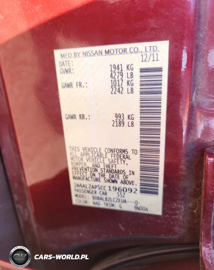 2012 Nissan Altima 2.5 VIN:1N4AL2AP5CC196092 - 12