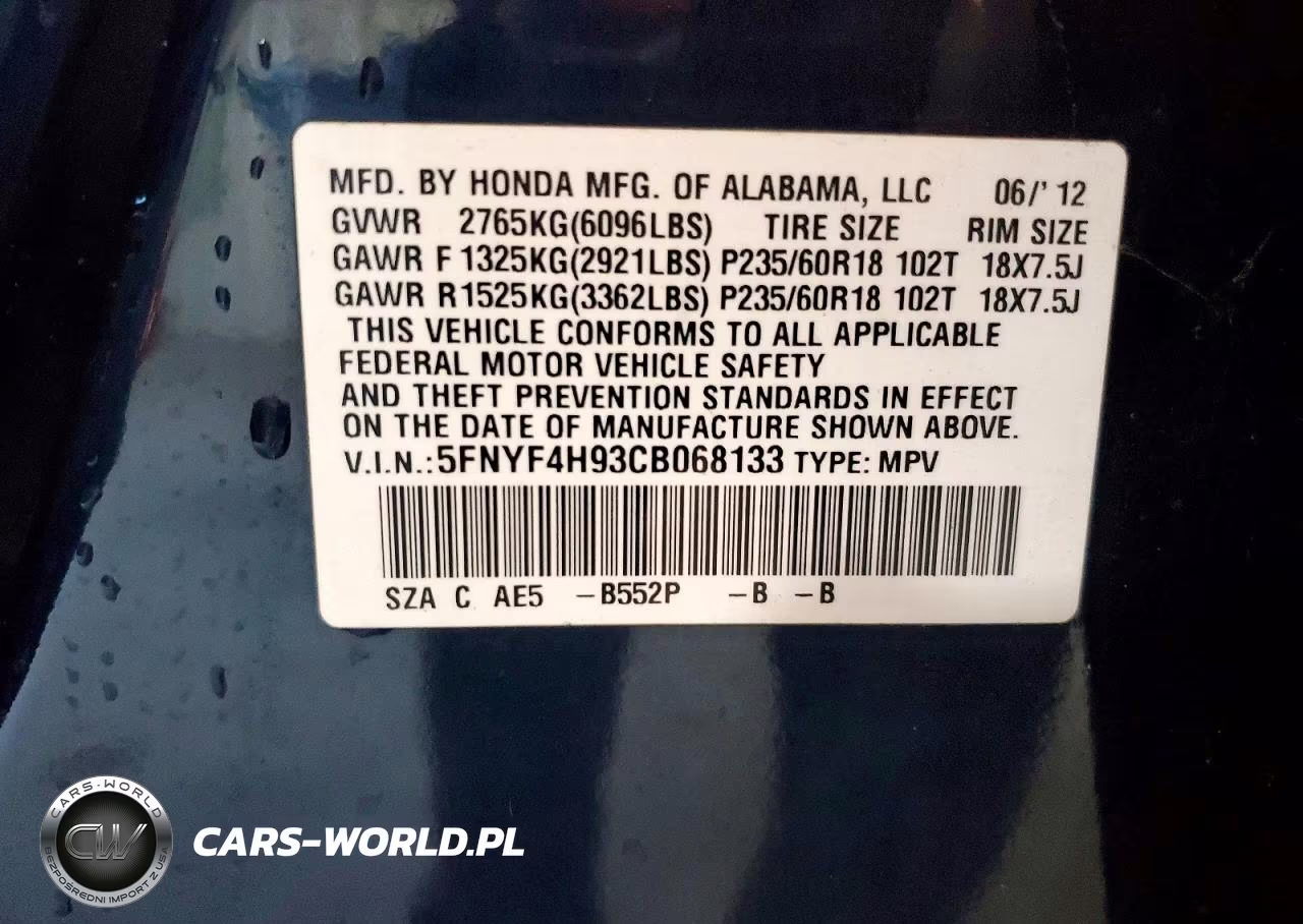 2012 Honda Pilot Touring VIN:5FNYF4H93CB068133 - 14