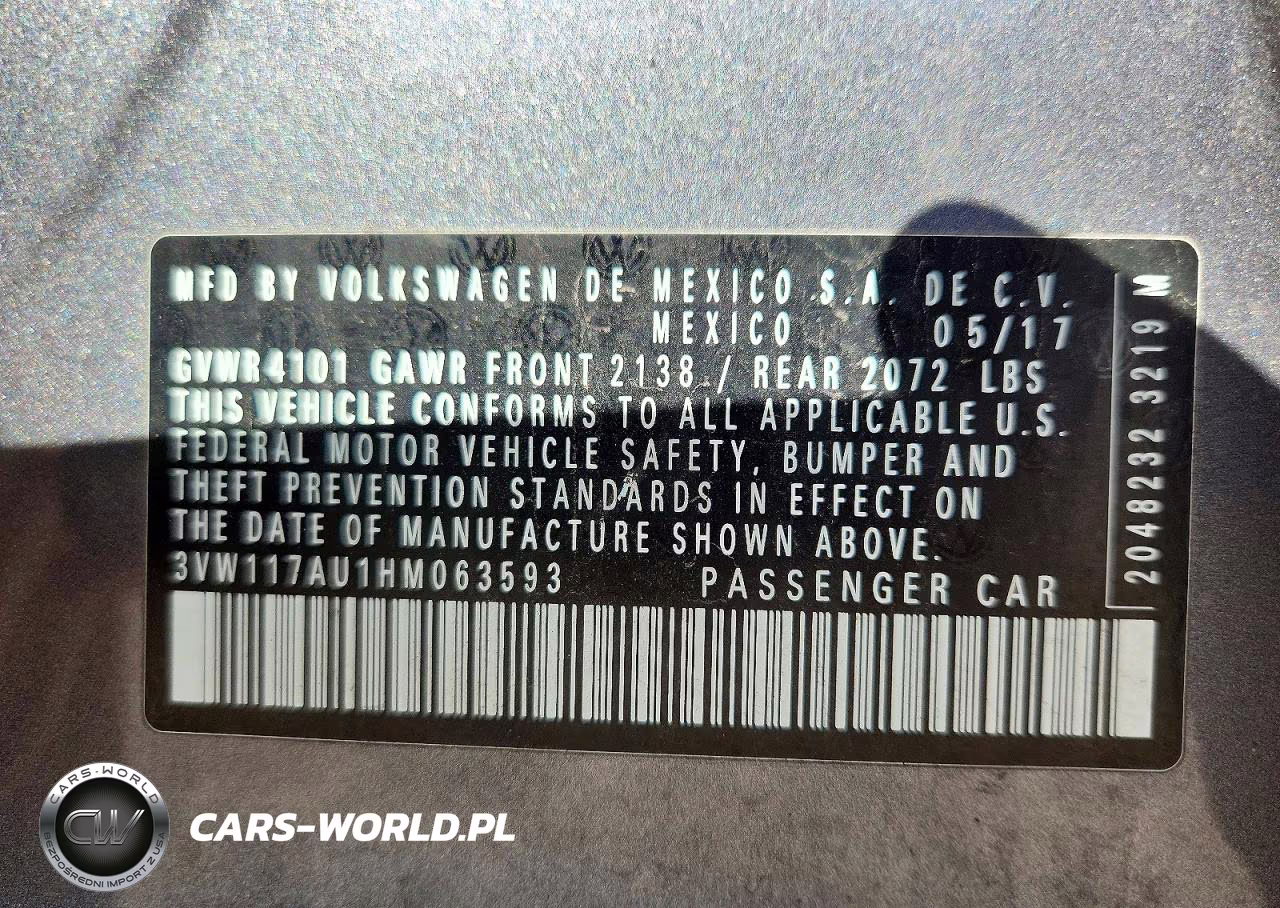 2017 Volkswagen Golf S VIN:3VW117AU1HM063593 - 12